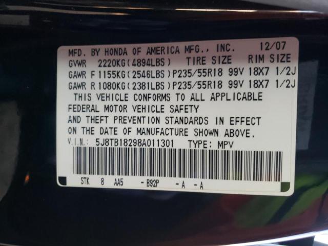 5J8TB18298A011301 Acura RDX