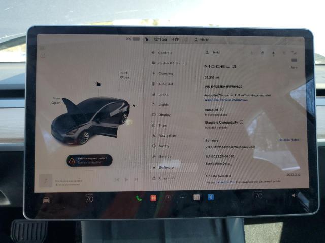 5YJ3E1EA4NF190822 Tesla MODEL 3
