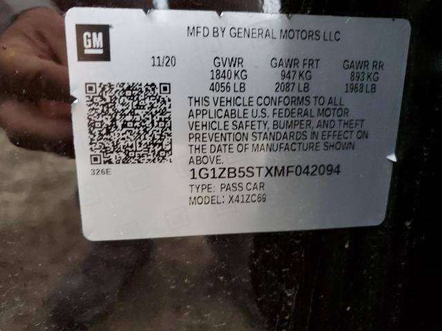 2021 CHEVROLET MALIBU LS 1G1ZB5STXMF042094