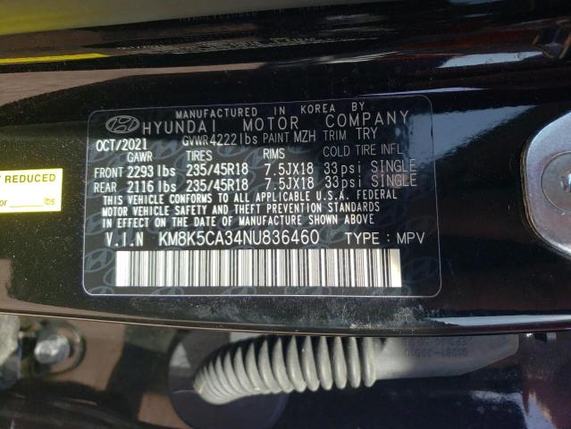 2022 HYUNDAI KONA LIMIT KM8K5CA34NU836460