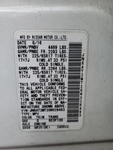 2016 NISSAN ROGUE S JN8AT2MT2GW026493