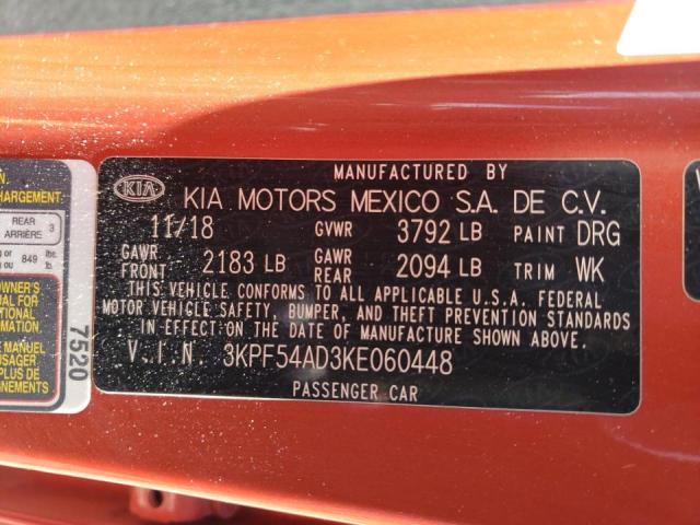 2019 KIA FORTE EX 3KPF54AD3KE060448