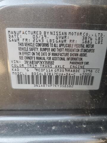 2019 NISSAN SENTRA S 3N1AB7AP7KY358582