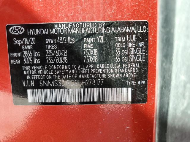 2020 HYUNDAI SANTA FE S 5NMS33AD2LH278177
