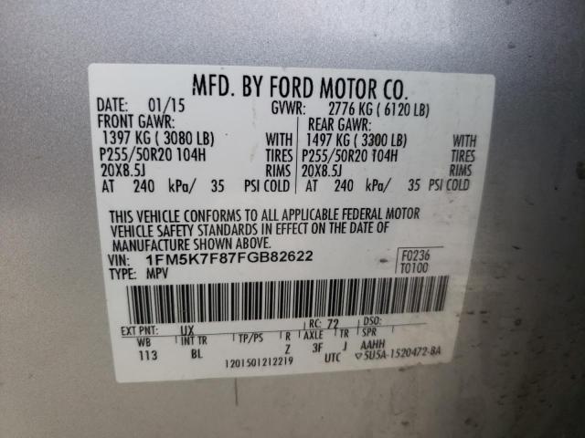 2015 FORD EXPLORER L 1FM5K7F87FGB82622