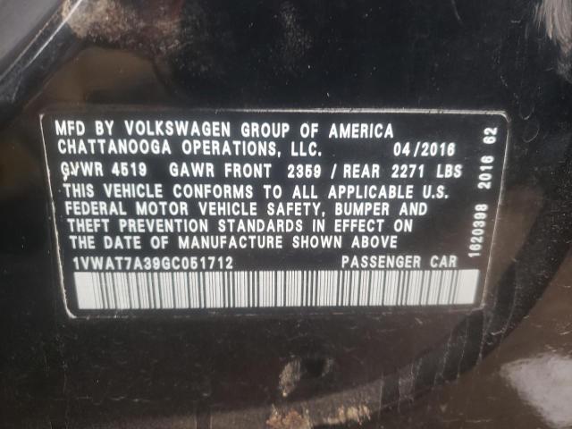2016 VOLKSWAGEN PASSAT S 1VWAT7A39GC051712