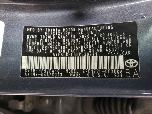 2017 TOYOTA COROLLA L 5YFBURHE5HP630941