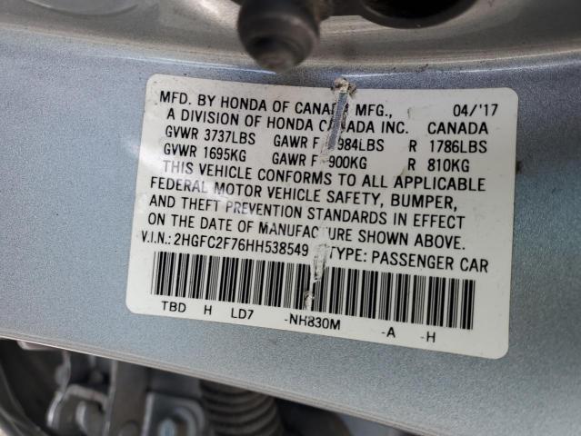 2017 HONDA CIVIC EX 2HGFC2F76HH538549