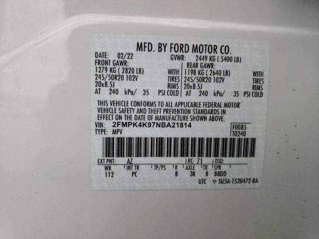 2022 FORD EDGE TITAN 2FMPK4K97NBA21814
