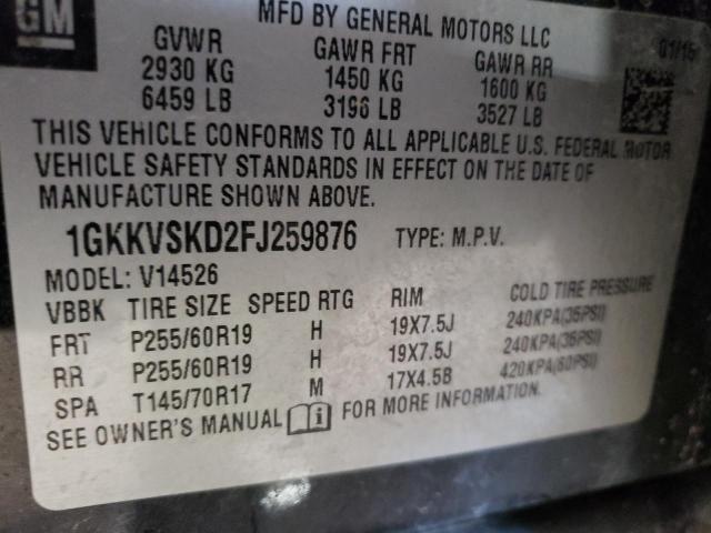 1GKKVSKD2FJ259876 GMC Acadia Slt-2