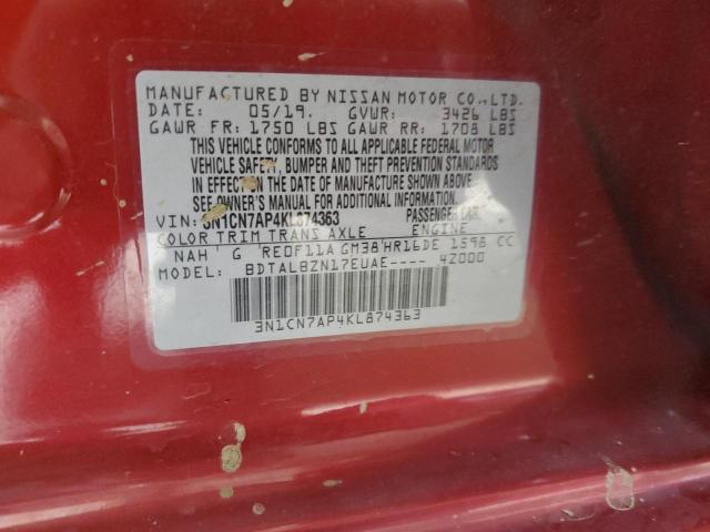 2019 NISSAN VERSA S 3N1CN7AP4KL874363