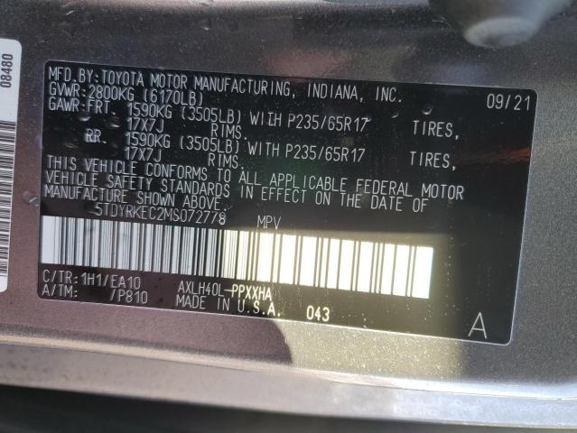 2021 TOYOTA SIENNA XLE 5TDYRKEC2MS072778
