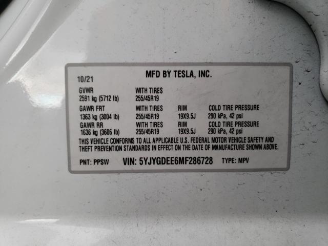 5YJYGDEE6MF286728 Tesla Model Y