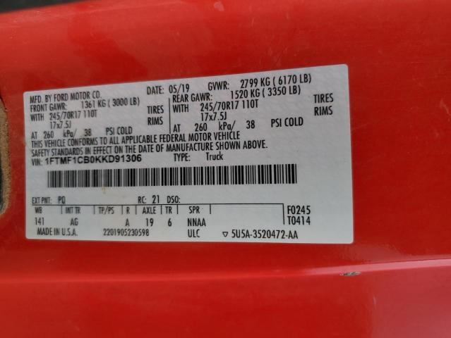 2019 FORD F150 - 1FTMF1CB0KKD91306