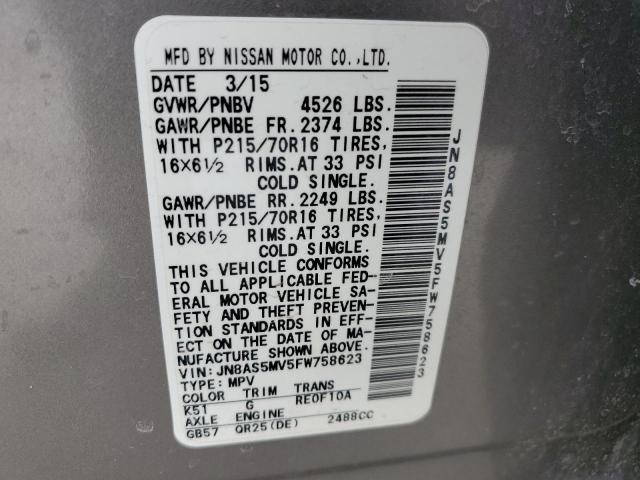 2015 NISSAN ROGUE SELE JN8AS5MV5FW758623