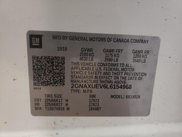 2020 CHEVROLET EQUINOX LT 2GNAXUEV6L6154968