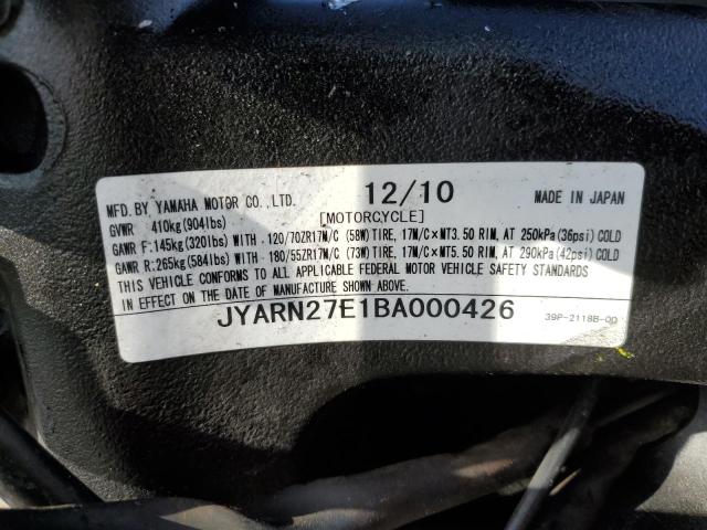 2011 YAMAHA FZ8 N - JYARN27E1BA000426
