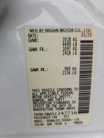 2020 NISSAN ALTIMA S 1N4BL4BW2LC247716