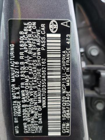 2016 TOYOTA YARIS L VNKKTUD35GA062162