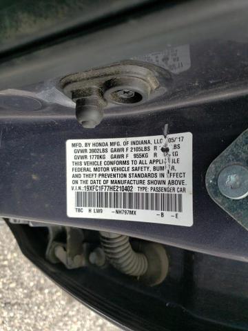 2017 HONDA CIVIC EXL - 19XFC1F77HE210402