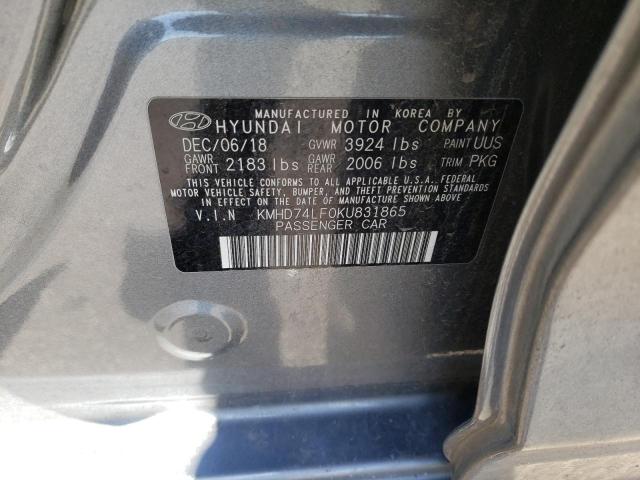 2019 HYUNDAI ELANTRA SE KMHD74LF0KU831865