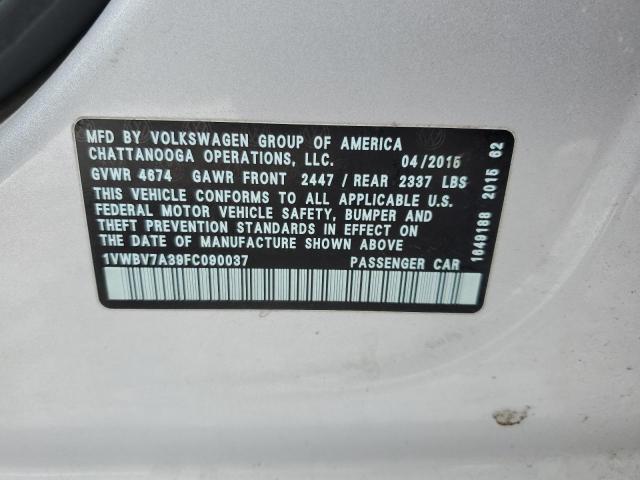 2015 VOLKSWAGEN PASSAT SE 1VWBV7A39FC090037