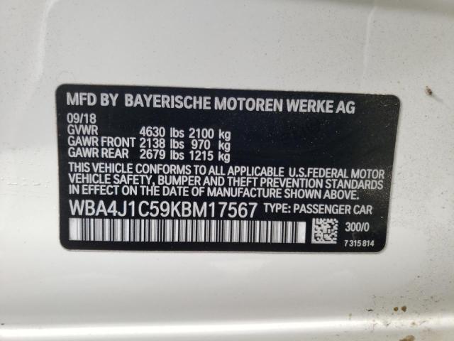 2019 BMW 430I GRAN - WBA4J1C59KBM17567