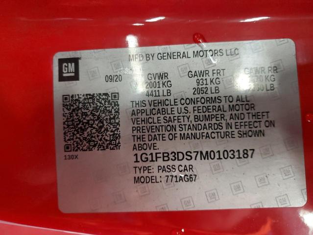 2021 CHEVROLET CAMARO LS 1G1FB3DS7M0103187