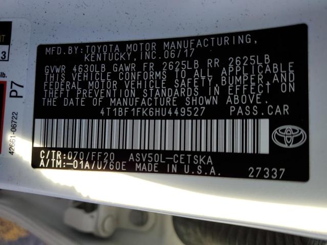 2017 TOYOTA CAMRY LE 4T1BF1FK6HU449527