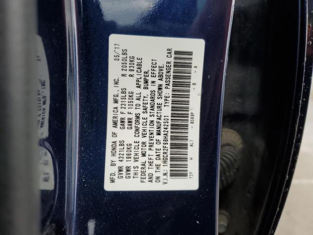 2017 HONDA ACCORD EXL 1HGCR2F98HA242501