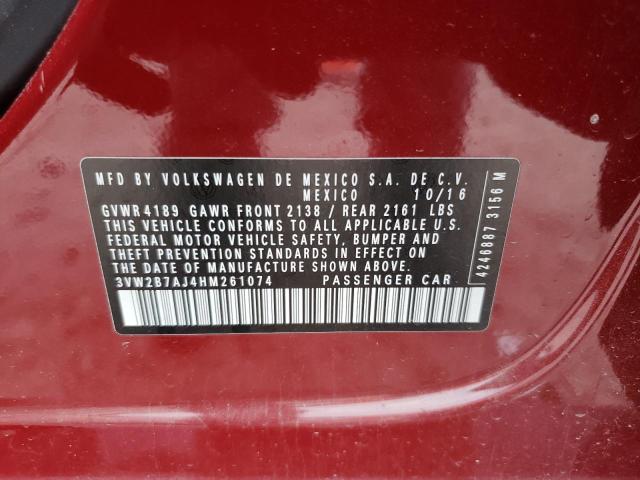 2017 VOLKSWAGEN JETTA S 3VW2B7AJ4HM261074
