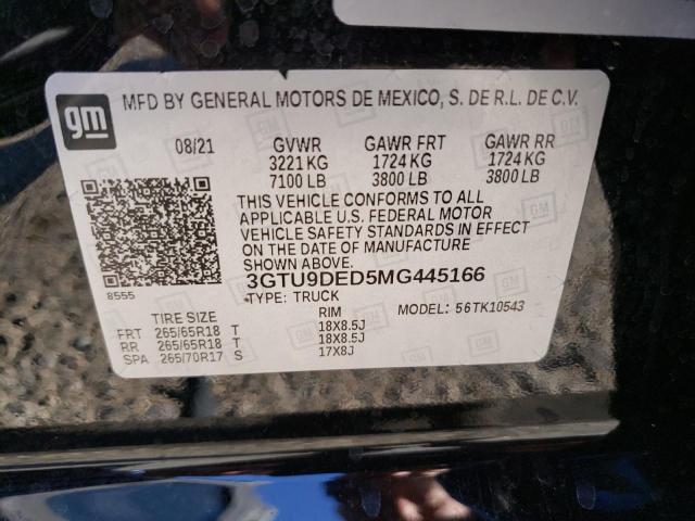 3GTU9DED5MG445166 GMC Sierra K1500 Slt