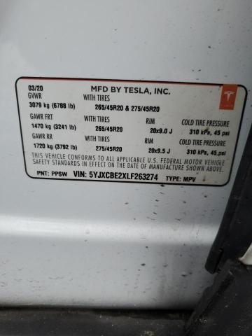 2020 TESLA MODEL X 5YJXCBE2XLF263274
