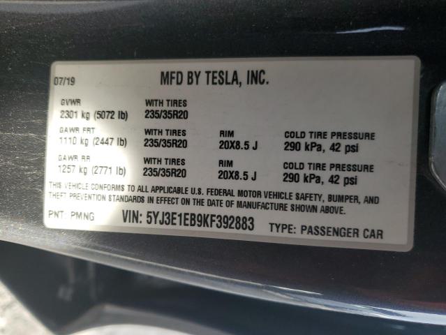 5YJ3E1EB9KF392883 Tesla MODEL 3