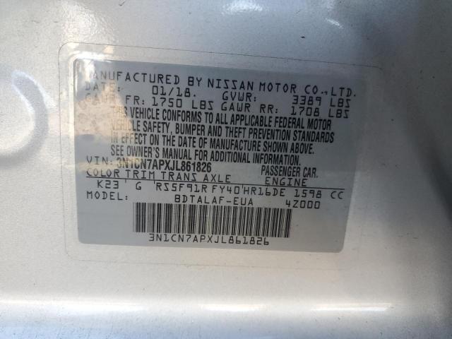 2018 NISSAN VERSA S 3N1CN7APXJL861826