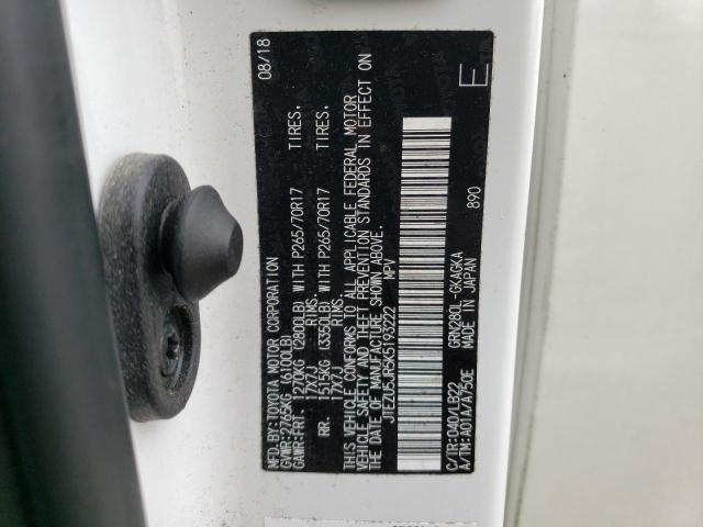 2019 TOYOTA 4RUNNER SR JTEZU5JR5K5193222