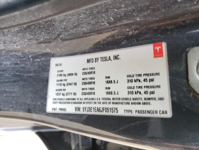 2018 TESLA MODEL 3 5YJ3E1EA6JF051575