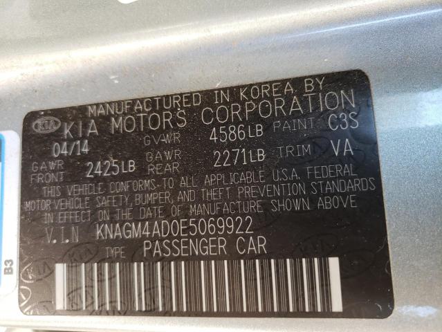 KNAGM4AD0E5069922 KIA OPTIMA HYBRID