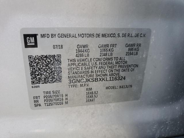 2019 CHEVROLET TRAX LS 3GNCJKSBXKL116324