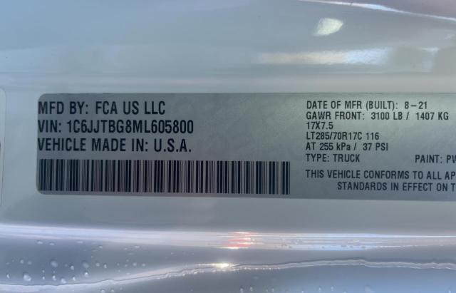 1C6JJTBG8ML605800 Jeep Gladiator Rubicon