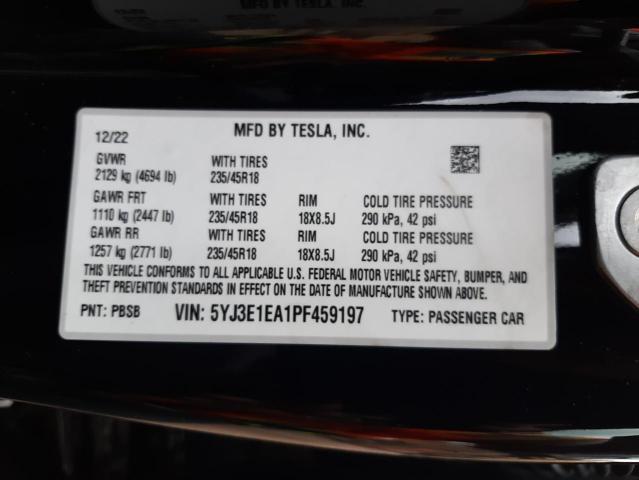 2023 TESLA MODEL 3 5YJ3E1EA1PF459197