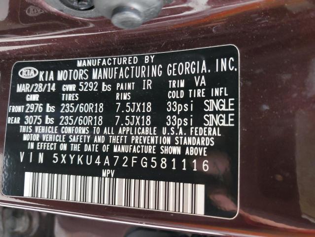 5XYKU4A72FG581116 KIA SORENTO EX