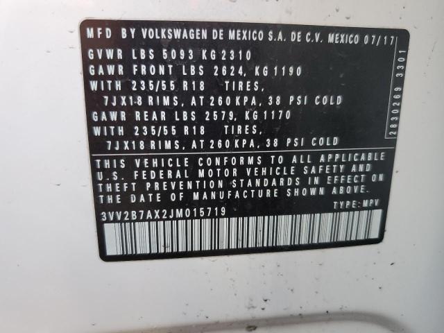 2018 VOLKSWAGEN TIGUAN SE 3VV2B7AX2JM015719