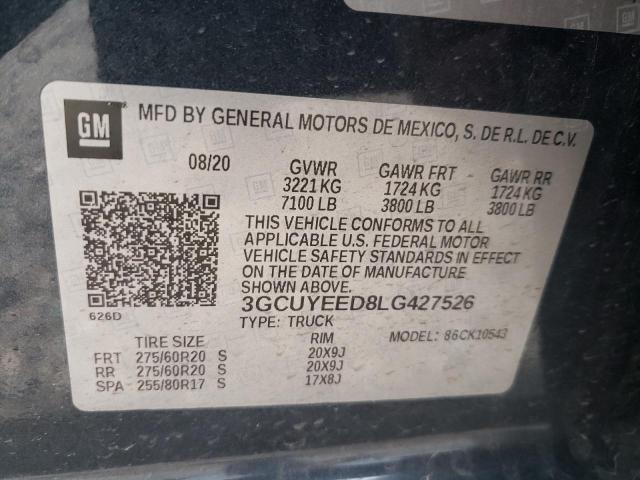 2020 CHEVROLET SILVERADO 3GCUYEED8LG427526