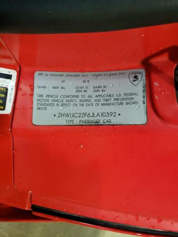 2018 LAMBORGHINI HURACAN - ZHWUC2ZF6JLA10392