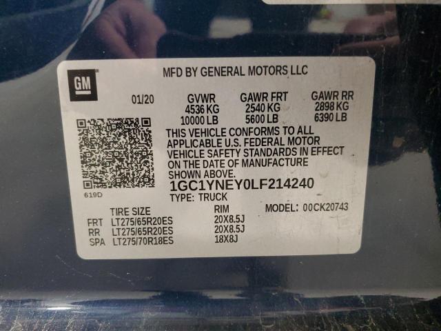 2020 CHEVROLET SILVERADO2 1GC1YNEY0LF214240