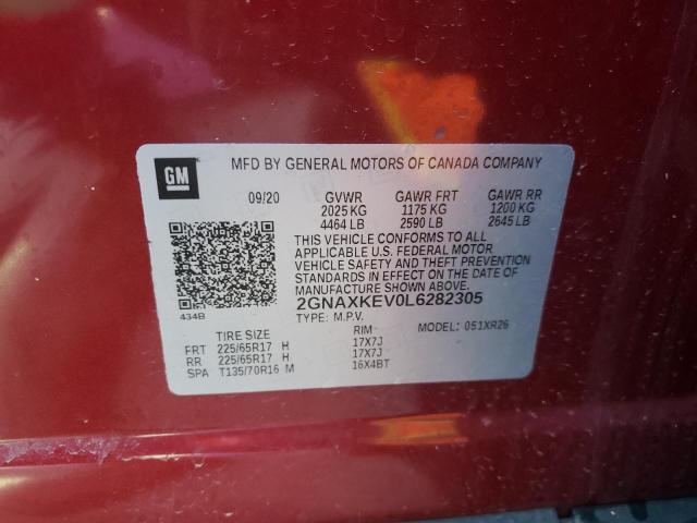 2020 CHEVROLET EQUINOX LT 2GNAXKEV0L6282305
