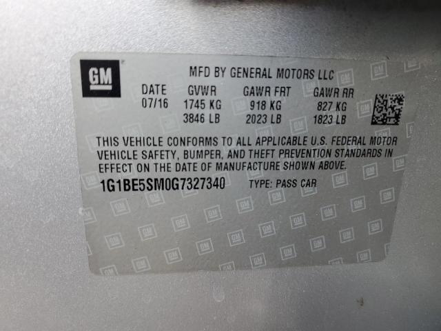 2016 CHEVROLET CRUZE LT 1G1BE5SM0G7327340