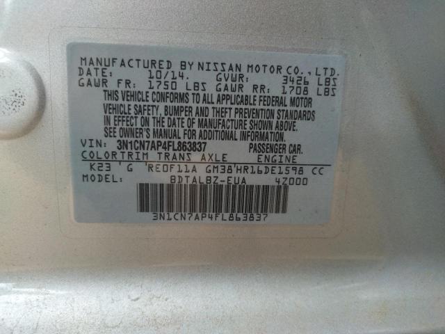 2015 NISSAN VERSA 4D - 3N1CN7AP4FL863837