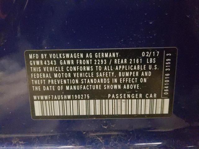 2017 VOLKSWAGEN GOLF R - WVWWF7AU5HW190275